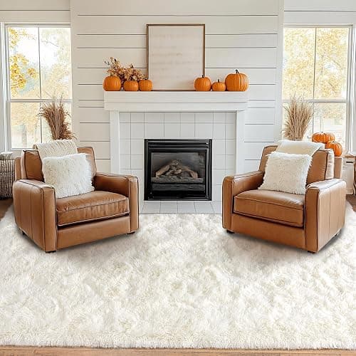 Pionblank 8x10 Rug for Living Room, Fuzzy Plush Large Area Rug, Fluffy Modern Shag Non Slip Soft Furry Carpet for Bedroom Kids Room Nursery Teens Dorm Home Decor, Cream White | Soft, Plush, Fuzzy, Fluffy, Non Slip, Modern, Furry, Carpet, Home Decor thumbnail 3