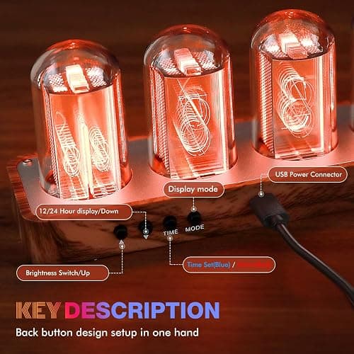 ClocTeck Nixie Tube Clock Walnut Digital Clock, Support Wi-Fi Time SYNC, Alarm & Timer, 12/24H Display, A Retro Gift for Friends (Wood Grain) thumbnail 7