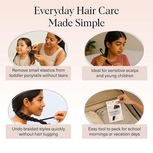 Kitsch Hair Tie Cutter – Easy To Use, Pain Free Rubber Band Cutter for Hair Kids, Baby & Toddler Girls | Ideal Gifts for Women – Black, 3pc Set thumbnail 6
