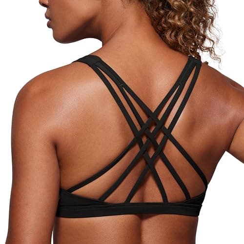 CRZ YOGA Strappy V Neck Sports Bras for Women - Criss Cross Back Wireless Padded Workout Yoga Bra - Image 1