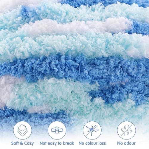 8 Pack Chunky Yarn for Hand Knitting - Chenille Blanket Yarn for Crocheting Blankets - 228 Yds/61.6 Oz Rainbow Ombre Yarns - Super Bulky Soft Thick Mixed Color Jumbo Yarns (8, Red-Purple) thumbnail 4