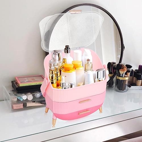 Teen Girls Gift Makeup Organizer,Skincare Organizer Jewelry Storage,Cosmetics Storage and Display Case,Make Up Holders and Organizers for Countertop,Bathroom Organizer (Triple Pink) thumbnail 4