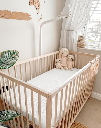 Mini Crib Sheets for Baby Boy Girl 2 Pack, Neutral Mini Crib Mattress Sheet 24" x 38", Muslin Nursery Bedding Soft and Breathable Comfort (White & White) thumbnail 2