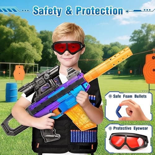 Toy Gun Automatic Sniper Rifle, Realistic Electric Toy Foam Blaster Sniper with Scope Tactical Vest Kit, Toy Gun for Boys 8-12, Birthday, Indoor Outdoor Shooting Game for Kids thumbnail 5