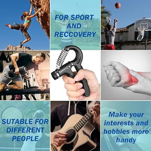 AIXPI Grip Strength Trainer, Hand Grip Exerciser Strengthener with Adjustable Resistance 11-132 Lbs (5-60kg), Forearm Strengthener, Hand Exerciser for Muscle Building and Injury Recover thumbnail 6
