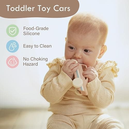 Moonkie Food Grade Silicone Toy Cars for Toddlers 1-3, Push and Go Baby Car Toys 6-12 Months+, One-Piece Design Infant Toys, Birthday Gifts for 1 Year Old Boy Girl, Easy to Clean & Grasp, 3 Pack thumbnail 5