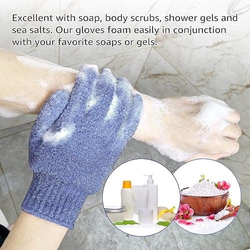 Evridwear Exfoliating Dual Texture Bath Gloves for Shower, Spa, Massage and Body Scrubs, Dead Skin Cell Remover, Gloves with Hanging Loop (1 Pair Heavy Glove) thumbnail 6