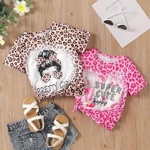 PATPAT Girls Graphic Tees Short Sleeve Crewneck Cute Print Shirts 5-14Y | Casual Trendy Tops, Fun Summer Outfits, Skin-Friendly Fabric, Soft & Breathable, Regular Fit, School/Daily Wear/Vacation thumbnail 8