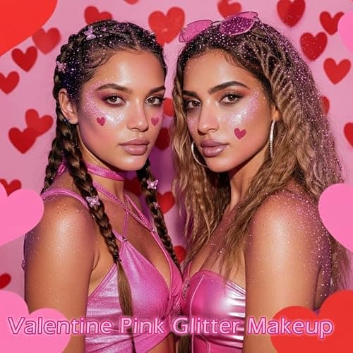 Paminify Pink Hair Glitter Stick,Cheer Body Face Glitter,Waterproof Singer Concert Music Festival Pink Out Accessories for Spirit Week,Halloween Shimmer Holographic Body Paint thumbnail 3