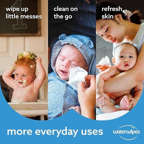 WaterWipes Plastic-Free Original Baby Wipes, 99.9% Water Based Wipes, Unscented for Sensitive Skin, 720 count (Pack of 12) - Original Clean - 720 Count (12 Pack) thumbnail 6