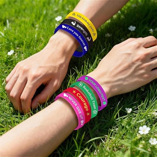 Custom Wristbands for Events Bulk 1-5000PCS with Text Logo Icon,1/2" Wide Personalized Silicone Bracelet for Motivition Gifts,Customized Rubber Bracelet for Men Women,Customizable Wrist Band thumbnail 6