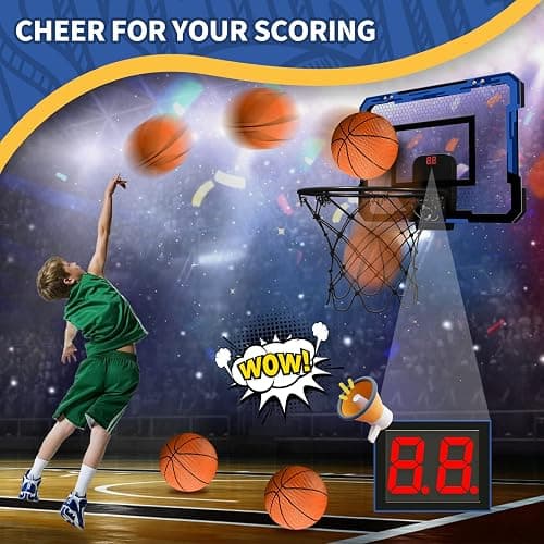 QDRAGON Basketball Hoop Indoor with Electronic Scorer, Mini Basketball Hoop with 3 Balls, Door Basketball Hoop Indoor Toys Gifts for Kid and Adult thumbnail 3