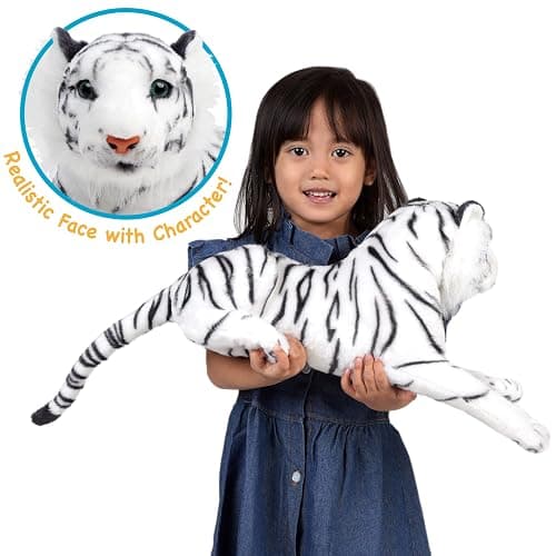 TigerHart Saphed The White Tiger - Squeeze Me! - 17 Inch Stuffed Animal Plush thumbnail 5