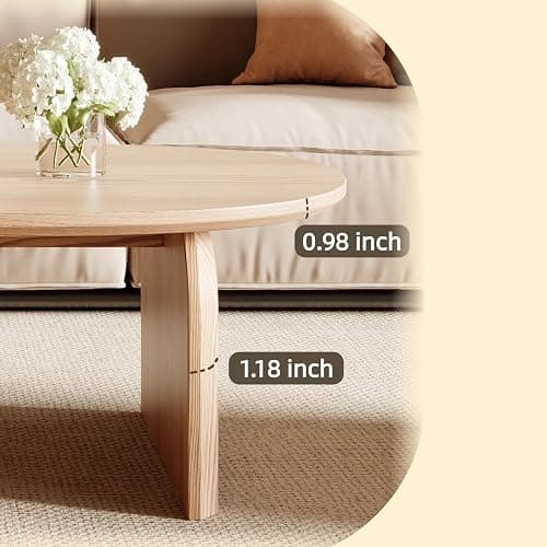 Honyee Modern Oval Coffee Table, Small Coffee Tables for Living Room - Oak Wood Top with Solid Legs, Wooden Center Table Easy Assembly for Living Room &Bedroom,Office, Natural thumbnail 8