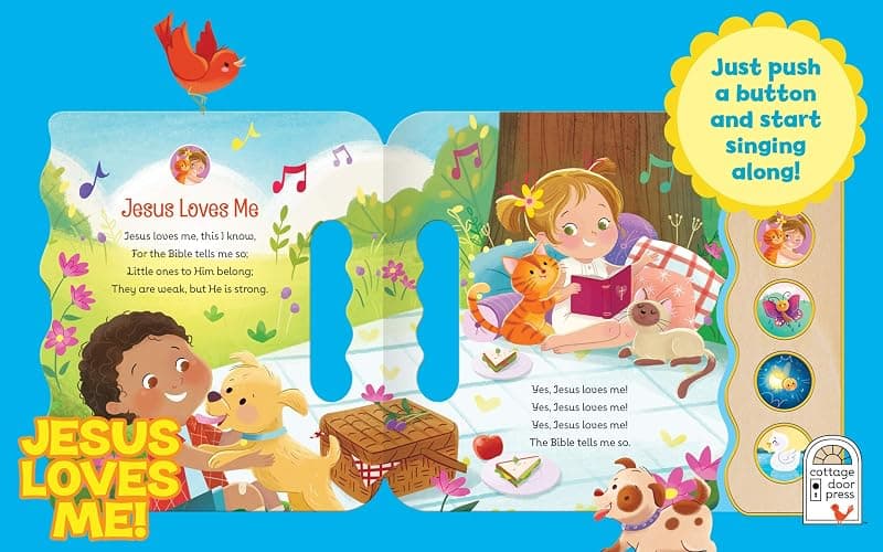 Jesus Loves Me 5-Button Songbook - Perfect Gift for Easter Baskets, Christmas, Birthdays, Baptisms, and More (Little Sunbeams) thumbnail 2