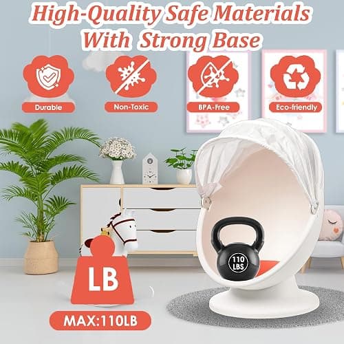 home stuff Swivel Chair White/Red Spinning Chair for Kids Sensory for Improving Physical Coordination with Non Slip Sitting and More Safer and Ideal Companion for Autism Children, Medium thumbnail 7