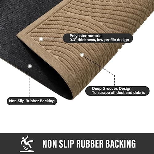 HIYARD Sturdy Front Door Mat, Absorbent Muddy Dirt Resist Welcome Door Mats Outdoor Indoor, Stain and Fade Resistant, Non-Slip Backing Entry Mat Low Profile Doormat for Entryway, 29×17, Beige thumbnail 5