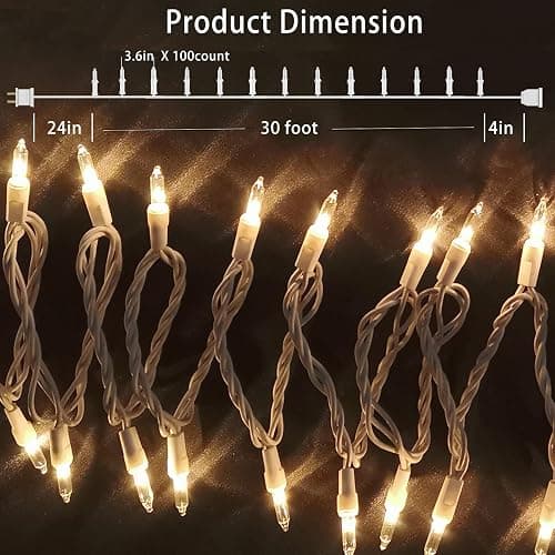 Christmas Lights 100 Count Mini Clear Lights 32ft White Wire Christmas Tree String Lights Set for Outdoor Indoor Christmas Decorations Wedding Decorations Valentines Day Decor,UL Certified (32feet) thumbnail 2