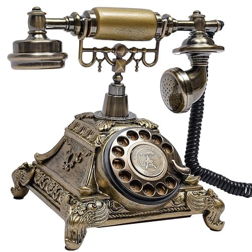 Vintage Telephone, Retro Rotary Dial Telephone, Corded Old Fashion Antique Landline Telephone Decor, Antique Phone for Home Office Hotel Decoration (Bronze) thumbnail 2