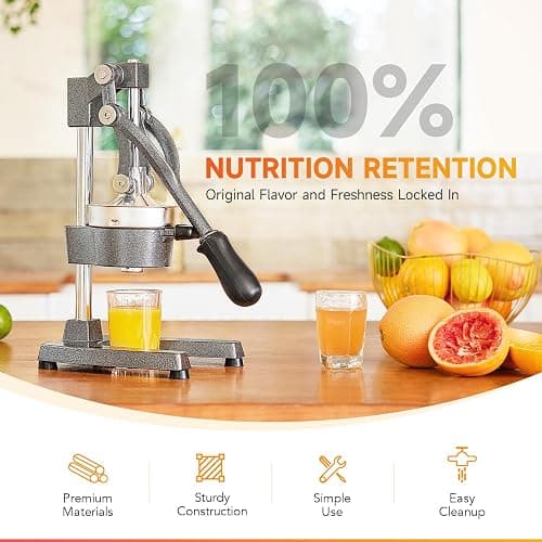 CO-Z Hand Press Juicer Machine, Manual Orange Juicer and Professional Citrus Juicer for Orange Juice Pom Lime Lemon Juice, Commercial Lemon Squeezer, Easy to Clean, Gray thumbnail 3