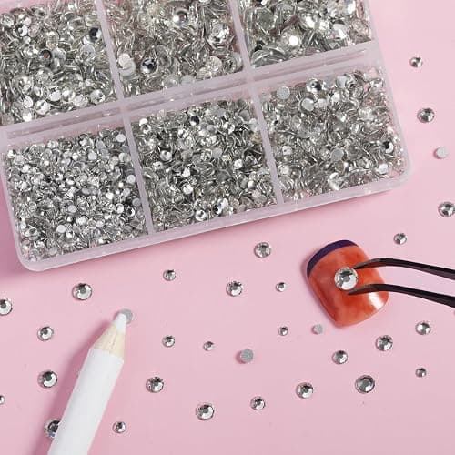Evernew Crystal Rhinestones Nail Gems Round Crystal Rhinestones for Crafts, Mixed 6 Sizes with Tweezer and Wax Pencil Kit, 4300 PCS, SS6-SS20 thumbnail 4