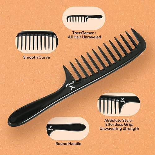 Nimxy Black Wide Tooth Comb for Curls 1 Pc - Curl Comb with Comfortable Handle for Detangling Medium to Long Wet and Wavy Hair - hairdressing & Styling thumbnail 3