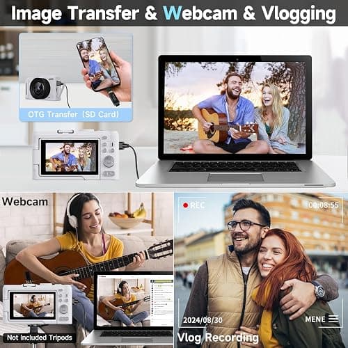 Digital Camera 4K for Photography, 50MP Vlogging Camera for YouTube Video with Flash and 3" 180° Flip Screen, 18X Digital Zoom Compact Travel Cameras with 64GB TF Card for Teens Beginner (Black) thumbnail 6