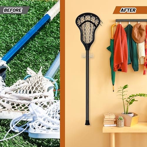 AceOrbit 1 Pcs Lacrosse Stick Wall Mount, Acrylic Standard Size Hockey Stick Wall Mount Ice Hockey Organizer Display Holder for Player's Room, Garage, Locker Space or Home Office (Clear) thumbnail 6
