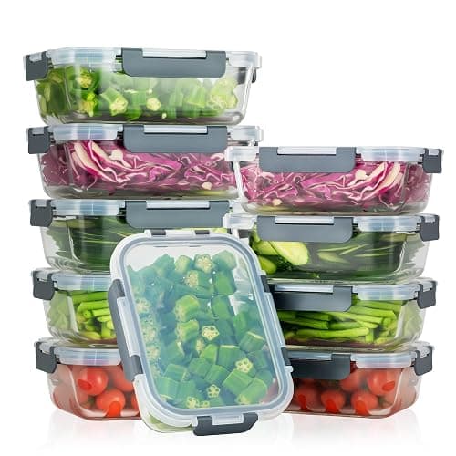 WWYH.DSS 10-Pack Meal Prep Containers with Snap Locking Lids, Glass Airtight Lunch, Food Storage Containers, Microwave, Oven, Freezer and Dishwasher Friendly, Gray thumbnail 2