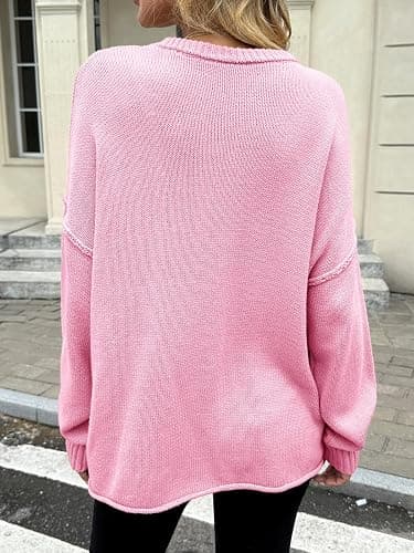 Saodimallsu Womens Oversized Crew Neck Sweaters Long Sleeve Slouchy Knit Fall Casual Loose Pullover Tops thumbnail 5