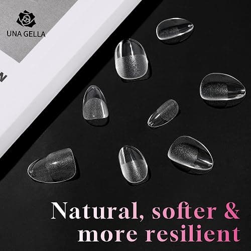 UNA GELLA Extra Short Almond Nail Tips, 312pcs XS Short Almond Gel Nail Tips Pre-Shaped Half Matte Full Cover No Need File Soft Gel Clear Fake Nails for Nails Extension Home DIY Salon 12 Sizes thumbnail 6