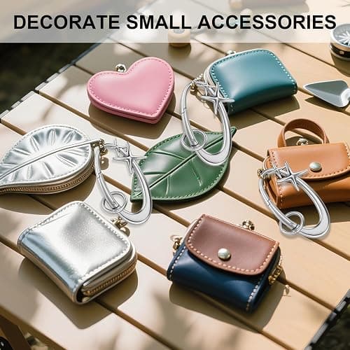 Zkptops 2Pcs Star Carabiner Keychain Cool Carabiner Y2K Keychain Aesthetic Star Moon Key Chain Silver Cute Fashion Key Chain Shiny Chrome Accessory for Car Keys Purse Handbag Backpack Bag Charms thumbnail 5