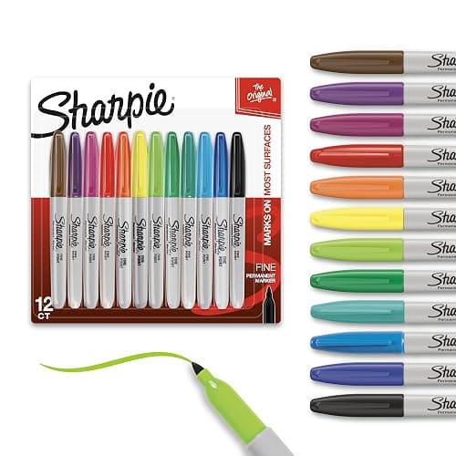 Sharpie Permanent Markers, Fine Tip, 12 Count - Quick Drying, Fade Resistant, Arts & Crafts, Desk, Office Supplies - Image 1