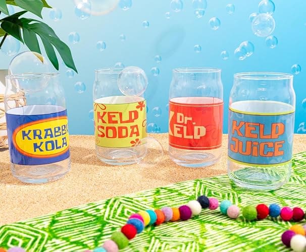Silver Buffalo SpongeBob SquarePants 4 Piece Glass Set, 16 Ounces thumbnail 6