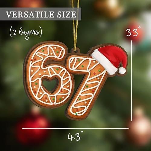 67 Meme Funny Christmas Ornaments 2025, 6 7 Ornament, Gingerbread Ornaments for Christmas Tree, Funny Ornament for Exchange, Stocking Stuffers, Gag Gifts, 67 Gifts for Kids, Teens, Teen Girls, Boys thumbnail 3