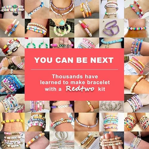 Redtwo 6800 Pcs Clay Beads Bracelet Making Kit, Flat Preppy Beads for Friendship Bracelets, Polymer Clay Bead with Charms for Jewelry Making, Crafts Gifts for Girls Ages 6-12 thumbnail 5