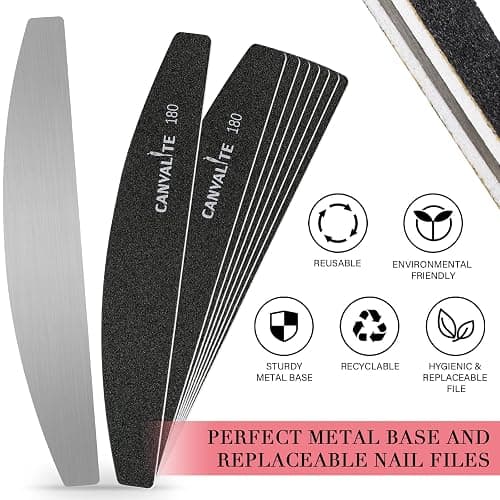 Canvalite 40 PCS Nail File Professional Reusable Peel and Stick Nail Files Replaceable Emery Boards 180 Grit Fingernail Files Manicure Tools for Home and Salon Use thumbnail 7