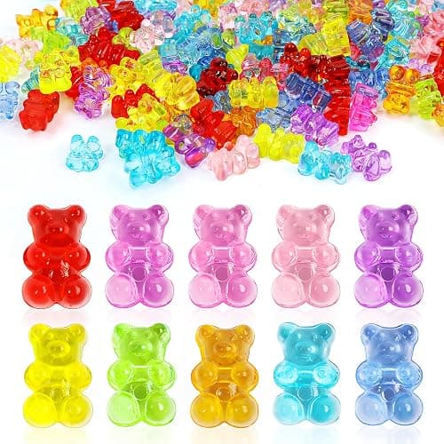 200PCS Clear Acrylic Bear Beads - Vibrant Candy-Colored Gummy Charms for Jewelry Making, Perfect Beads for Bracelets, Necklaces, DIY Crafts & Slime. Adorable Kandi Beads to Spark Creativity! - Image 1