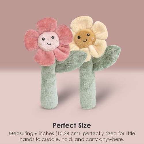MON AMI Soft Baby Rattle Toy Set of 2 Pcs | 6-Inch Flower Shaped Plush Stuffed Rattle for Newborns | Sensory Development Toy for Infants & Toddlers | Ideal Gift for Baby Showers & Birthdays thumbnail 3