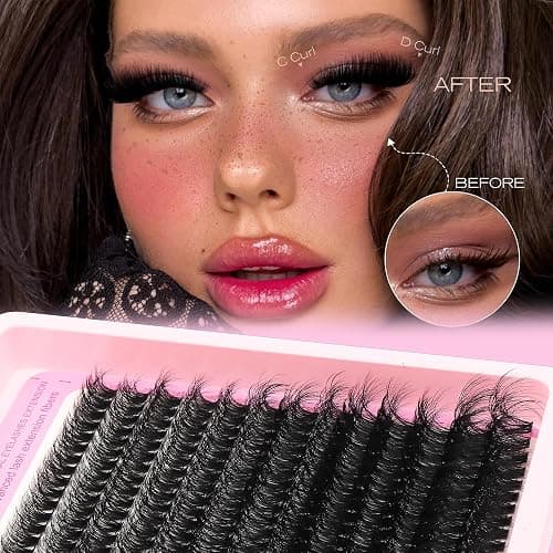 YIDUO Lash Clusters Kit with 2X Bond&Seal 3 Styles 760Pcs Clusters Lashes Extension Volume Soft Eyelash Extension Kit 80D+100D D Curl Wispy Natural DIY Individual Lash Clusters Kit Box for Beginners thumbnail 3