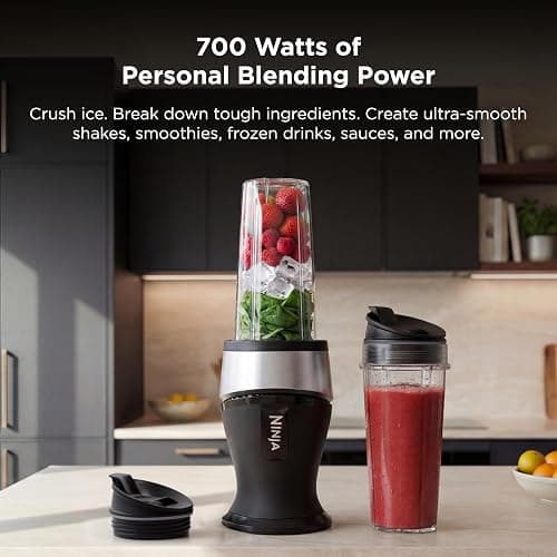 Ninja Fit Compact Personal Blender | For Smoothies, Shakes & Frozen Drinks | (2) 16-oz. To-Go Cups with Spout Lids | 700-Watt Countertop | Black | QB3001SS thumbnail 3