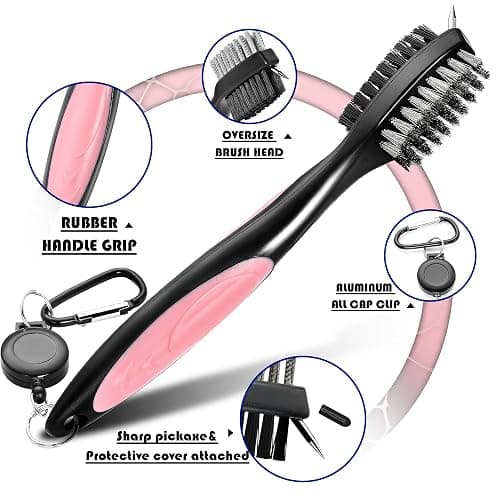 Mile High Life Golf Club Brush, Club Groove Cleaner with 2 Ft Retractable Extension Cord and Aluminum Carabiner, Golf Bag Accessories for Men and Women thumbnail 5