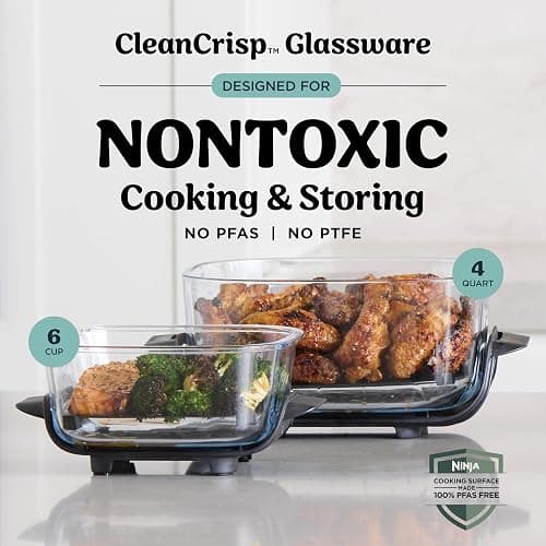 Ninja Crispi 4-in-1 Portable Glass Air Fryer Cooking System, 1500W, 4QT & 6-Cup TempWare Glass Containers with Storage Lids, Microwave, Freezer & Dishwasher Safe, Cyberspace Gray, FN101GY thumbnail 5