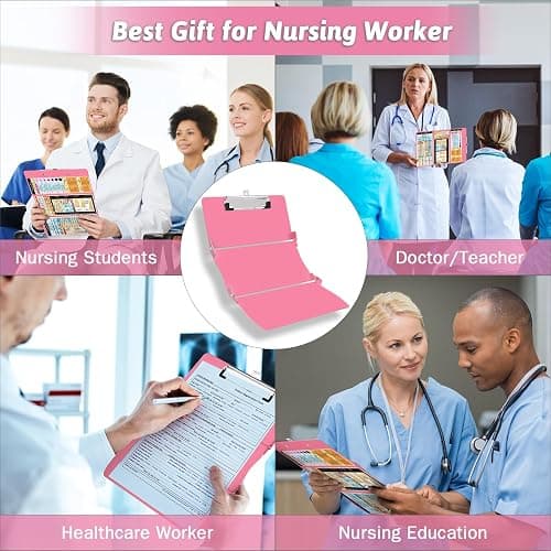 Nursing Clipboard Foldable Clipboard Medical: Edition Cheat Sheets Aluminum 3 Layers Foldable Clipboards Nursing Pocket Size Profile Clip Nurse Clipboards Notepad for Nurses Students and Doctors thumbnail 7