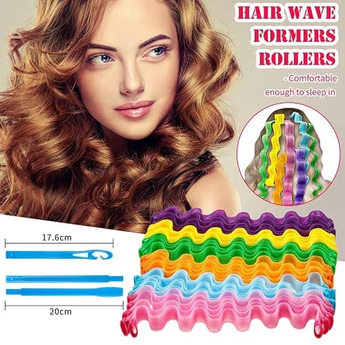 WILLBOND Heatless Wave Curlers Kit - 30 Spiral Hair Rollers, No Heat Hair Waver with 2 Styling Hooks for Multiple Hairstyles (50 cm) thumbnail 5