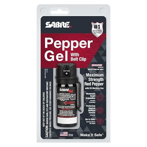 SABRE Crossfire Pepper Gel - 360° Spray for Defense at Any Angle, Maximum Strength Police-Grade OC Pepper Spray with UV Marking Dye, 20‑Foot Tactical Range, Fast Flip Top Safety, Belt Clip, 1.5 fl oz thumbnail 12