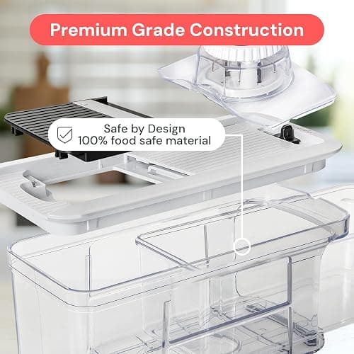 Fullstar Mandoline Slicer for Kitchen - Vegetable Chopper, Onion Potato Food Veggie Fruit Slicer and Cutter with Container, Kitchen Gadgets & Gifts, Home Essentials (6 in 1, Black) thumbnail 6