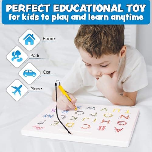 Magnetic Alphabet Tracing Board - double sided letters & numbers Magnetic Tracing Board, ABC magnets learn to write with magnetic pen, STEM toy letters learning, handwriting games, writing montessori thumbnail 5