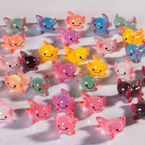 jrootouh 40 Pcs Luminous Mini Resin Axolotl Tiny Animals Miniature Axolotl Figures Glow in The Dark for DIY Garden Dollhouse Axolotl Figurines Accessories Micro Landscape Aquarium Party Decor thumbnail 3