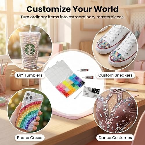 4500Pcs 5mm Rhinestones for Bedazzling, Bedazzler Kit with Rhinestones and Tools, Flatback Resin Jelly AB Colorful Rainbow Crystals Gems Set with Glue for Nail Art Crafting Clothes Crafts thumbnail 7